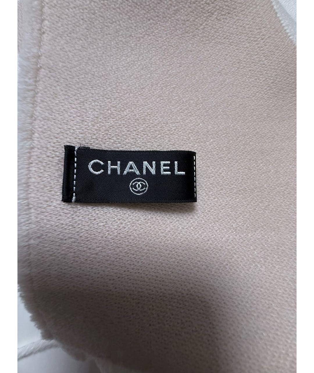 CHANEL Бежевый шерстяной шарф, фото 3