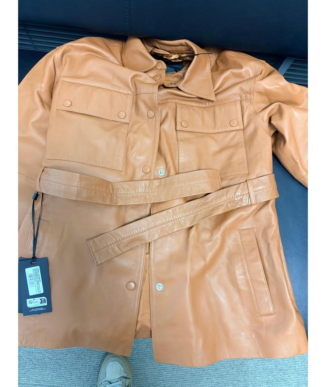 PINKO Горчичная кожаная куртка, фото 3