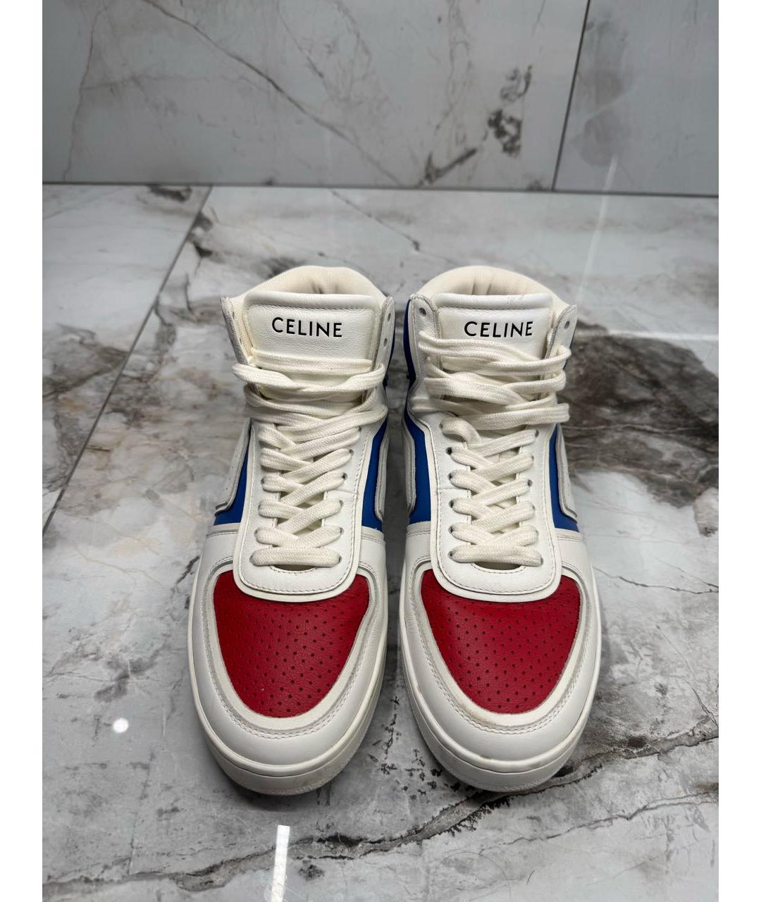 CELINE Белые кожаные кроссовки, фото 2