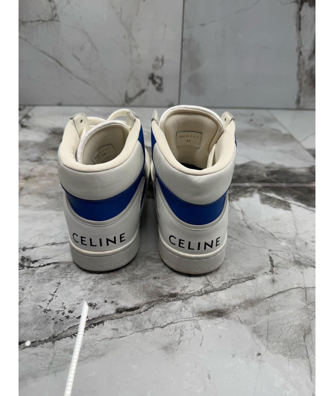 CELINE Белые кожаные кроссовки, фото 4