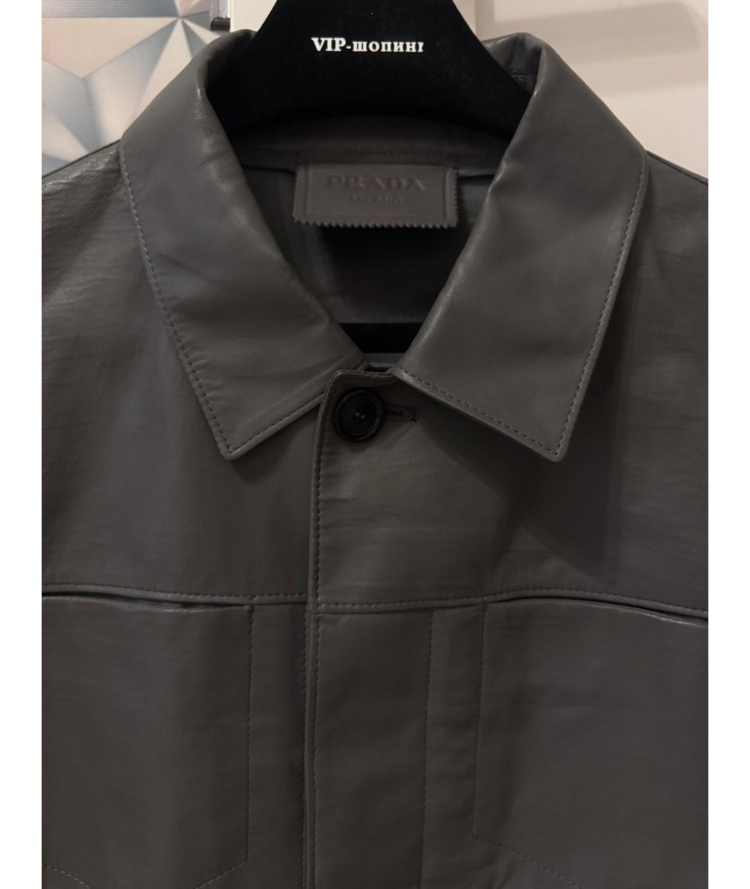 PRADA Серая кожаная куртка, фото 5
