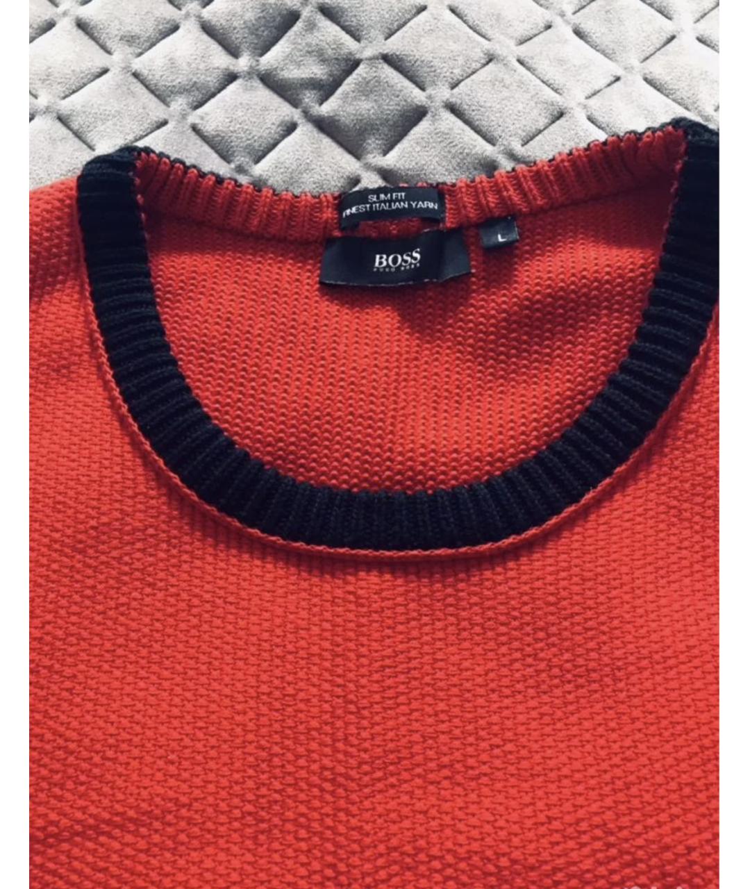 HUGO BOSS Красный хлопковый джемпер / свитер, фото 4