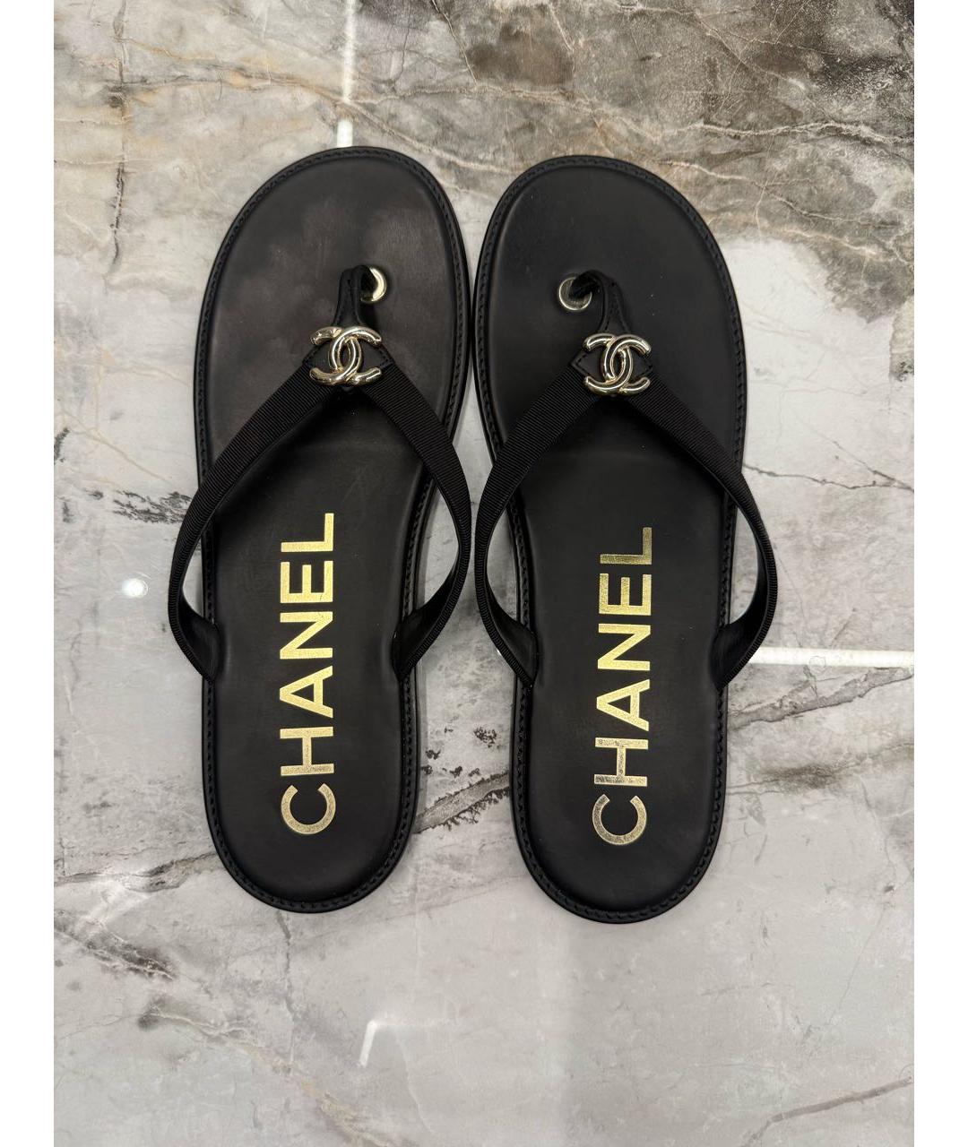 CHANEL Черные кожаные сандалии, фото 3