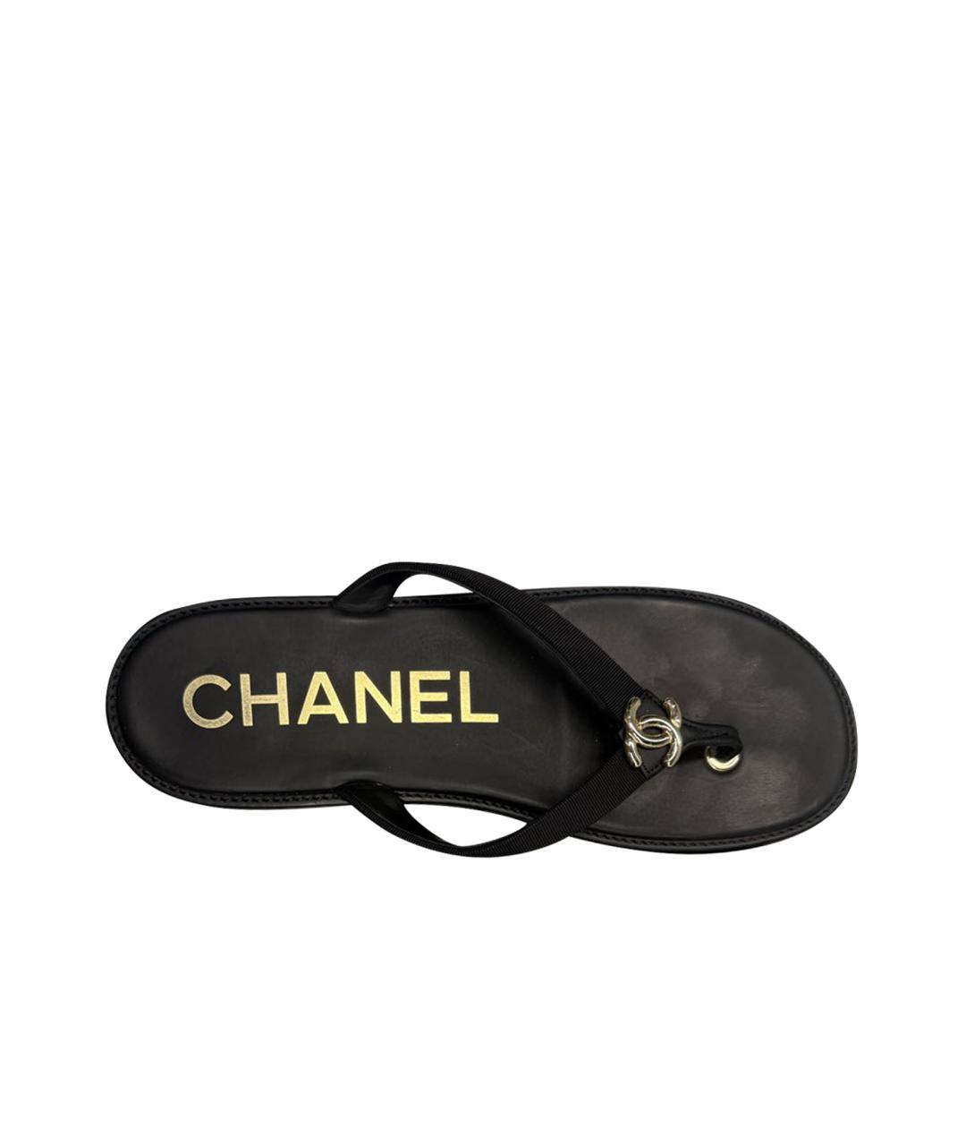 CHANEL Черные кожаные сандалии, фото 1