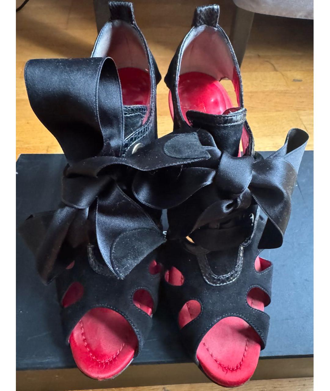 DOLCE&GABBANA Черные замшевые босоножки, фото 2