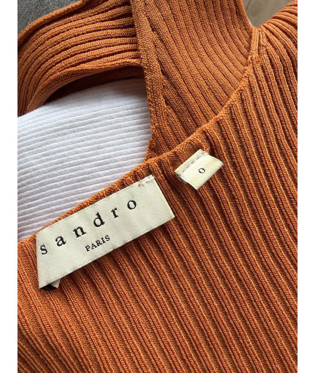 SANDRO Оранжевая деним майка, фото 6