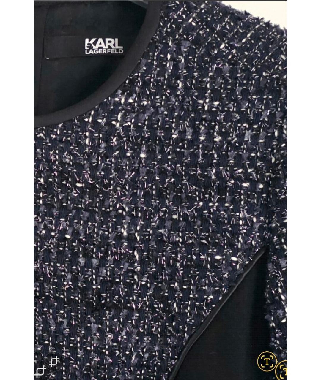 KARL LAGERFELD Темно-синее твидовое коктейльное платье, фото 3