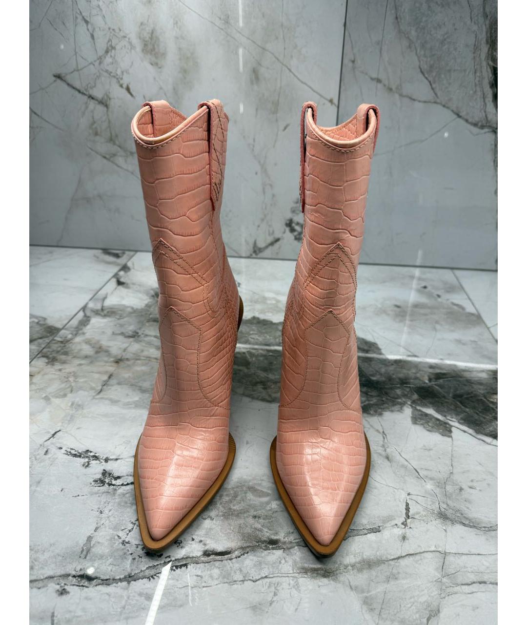FENDI Розовые кожаные сапоги, фото 2