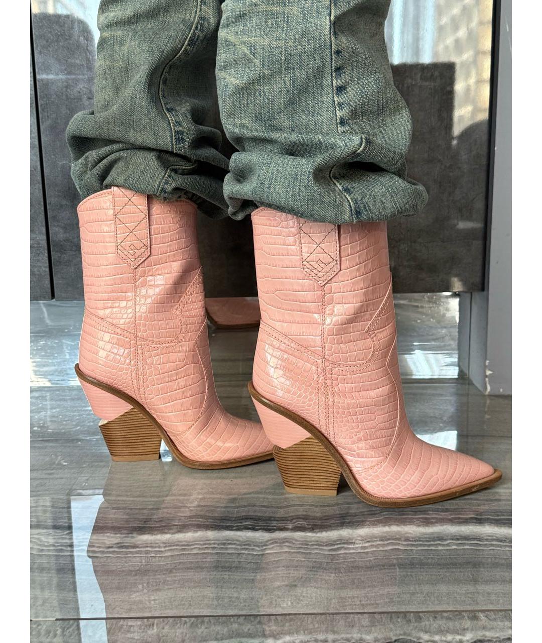 FENDI Розовые кожаные сапоги, фото 7