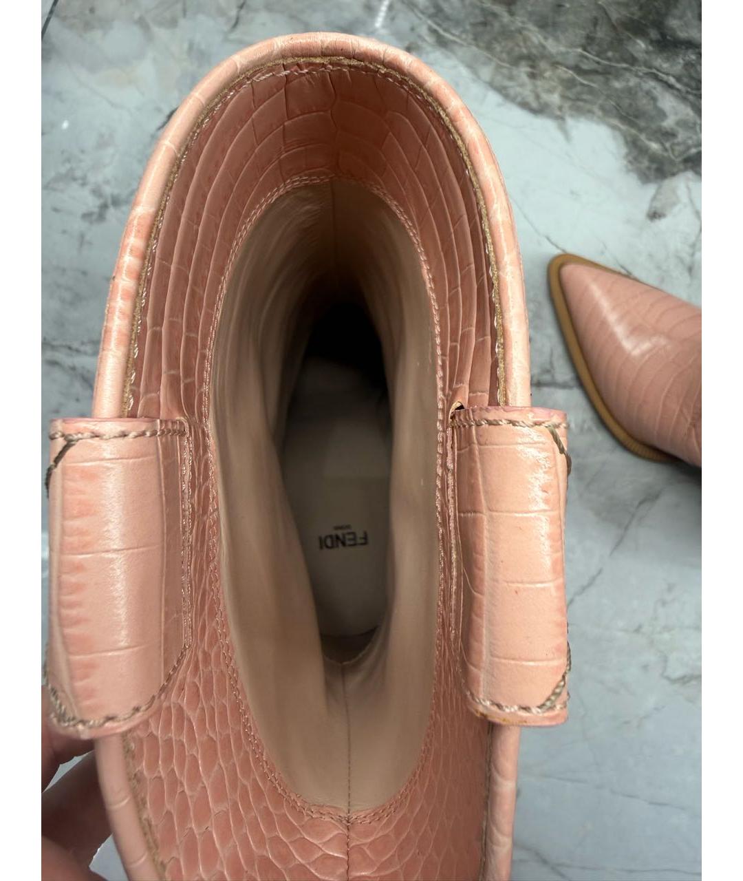 FENDI Розовые кожаные сапоги, фото 4