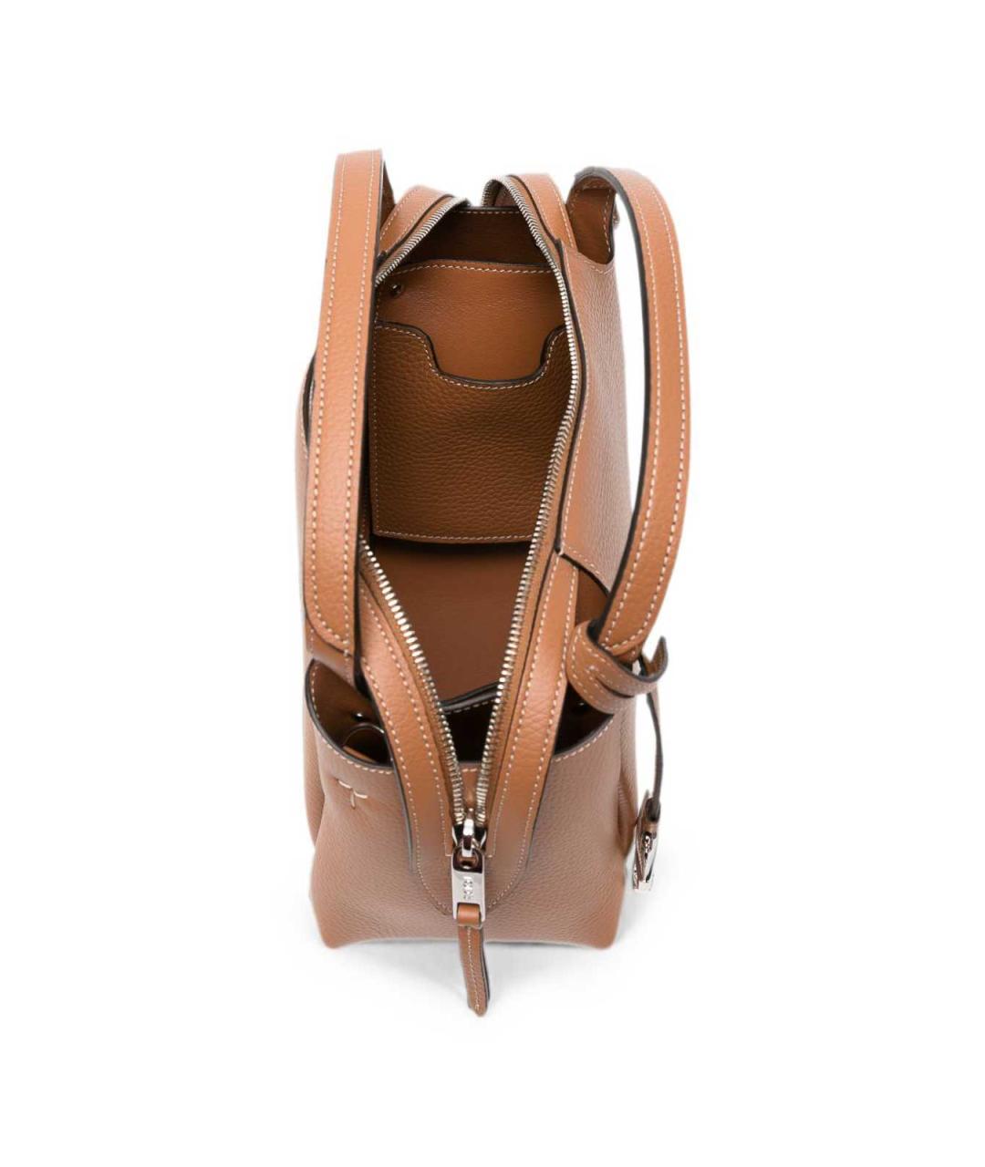 TOD'S Коричневая кожаная сумка тоут, фото 4