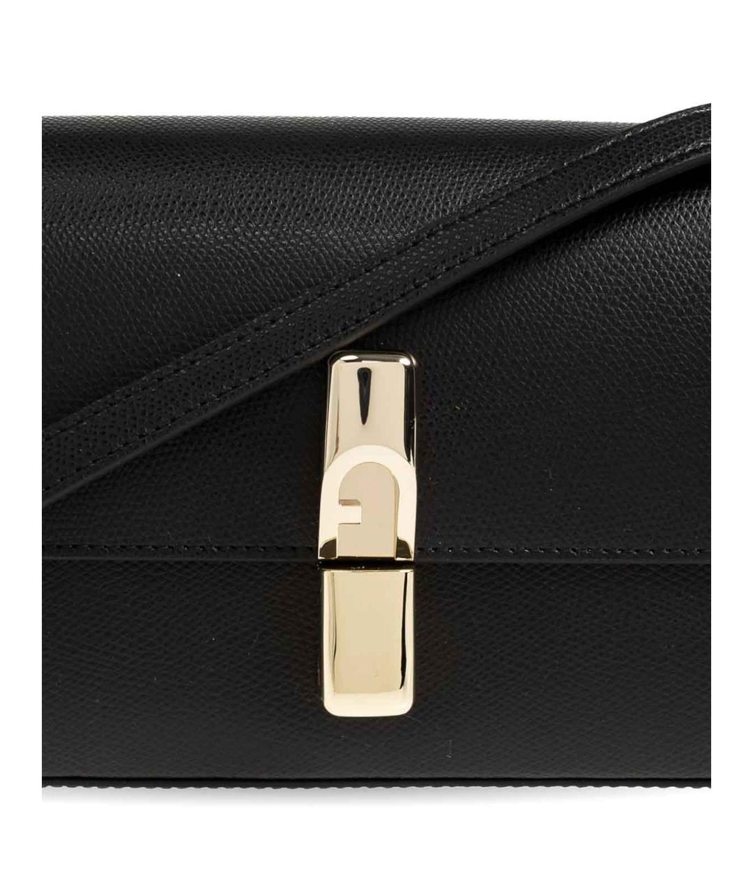 FURLA Черная кожаная сумка через плечо, фото 4
