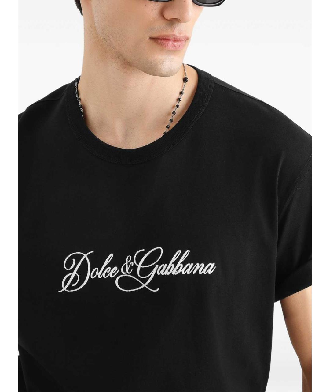DOLCE&GABBANA Черная хлопковая футболка, фото 3