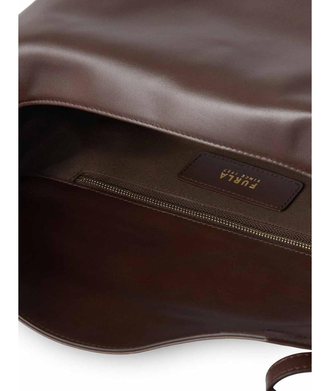 FURLA Коричневая кожаная сумка через плечо, фото 3