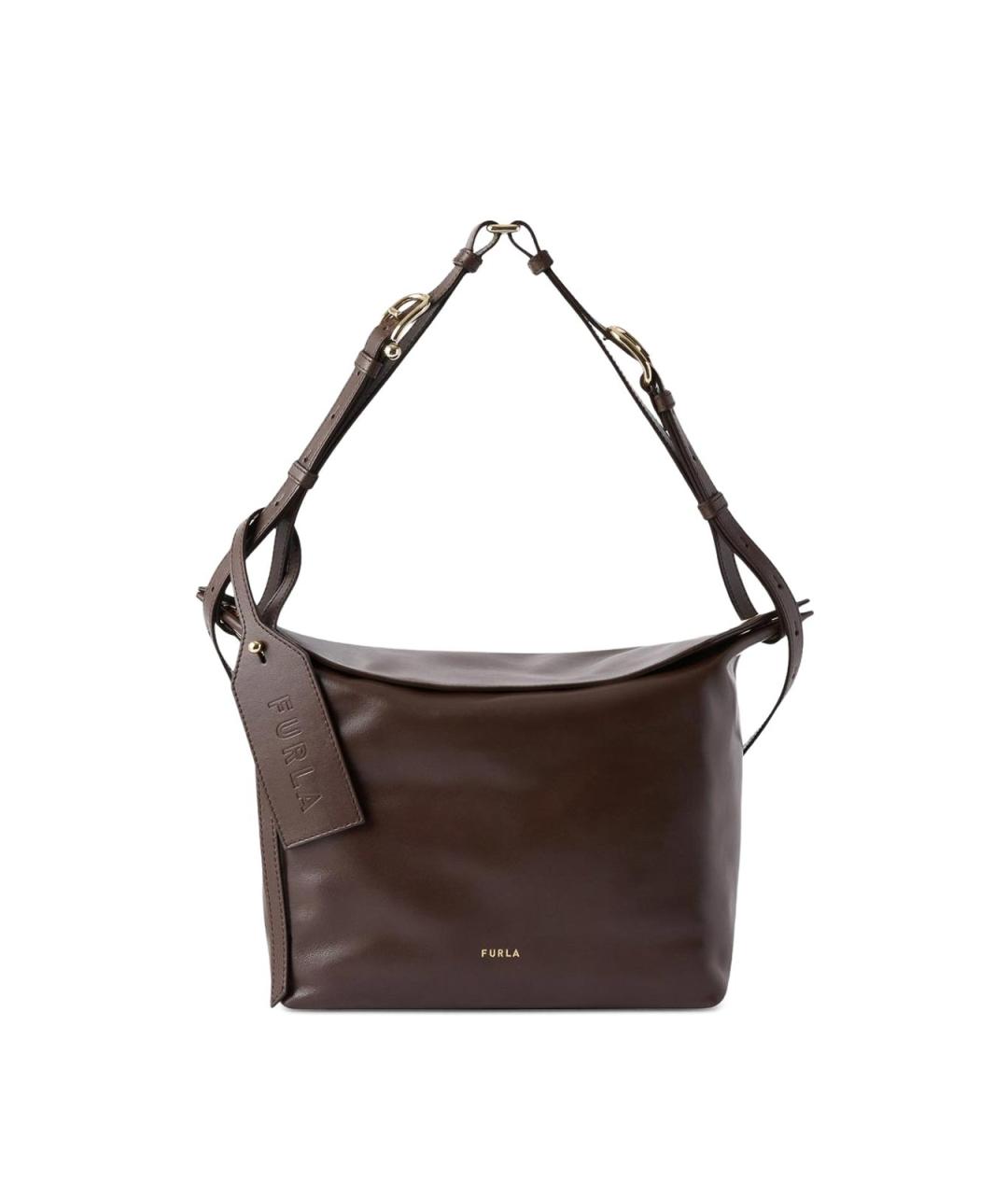 FURLA Коричневая кожаная сумка через плечо, фото 1