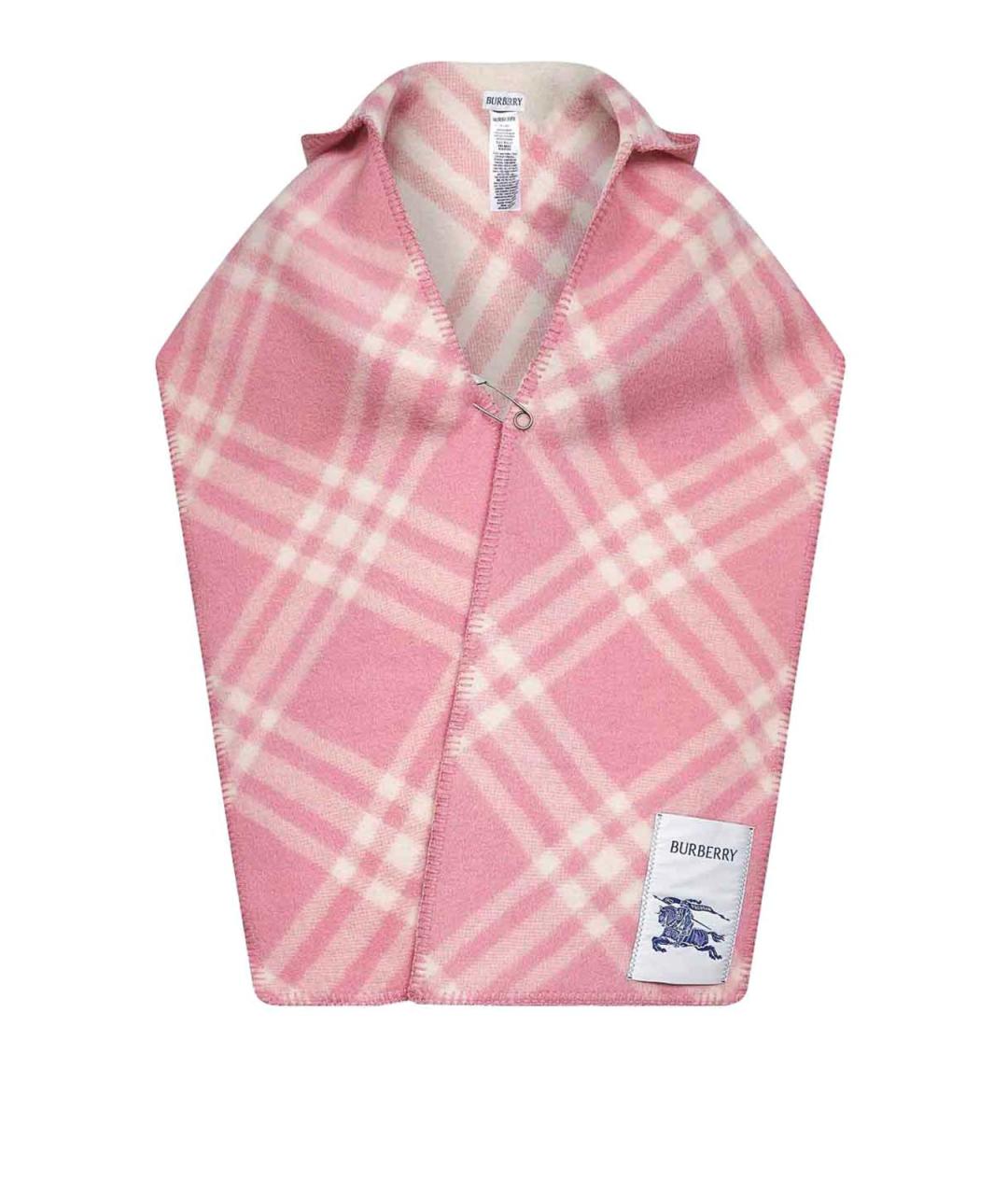 BURBERRY Розовый шерстяной шарф, фото 1