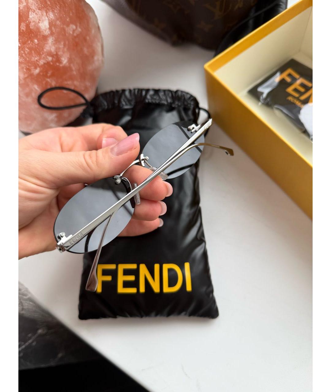 FENDI Черные металлические солнцезащитные очки, фото 3