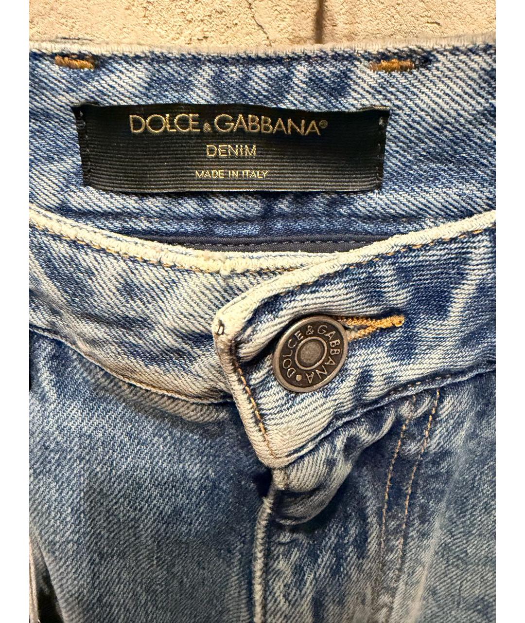 DOLCE&GABBANA Голубые хлопковые прямые джинсы, фото 3