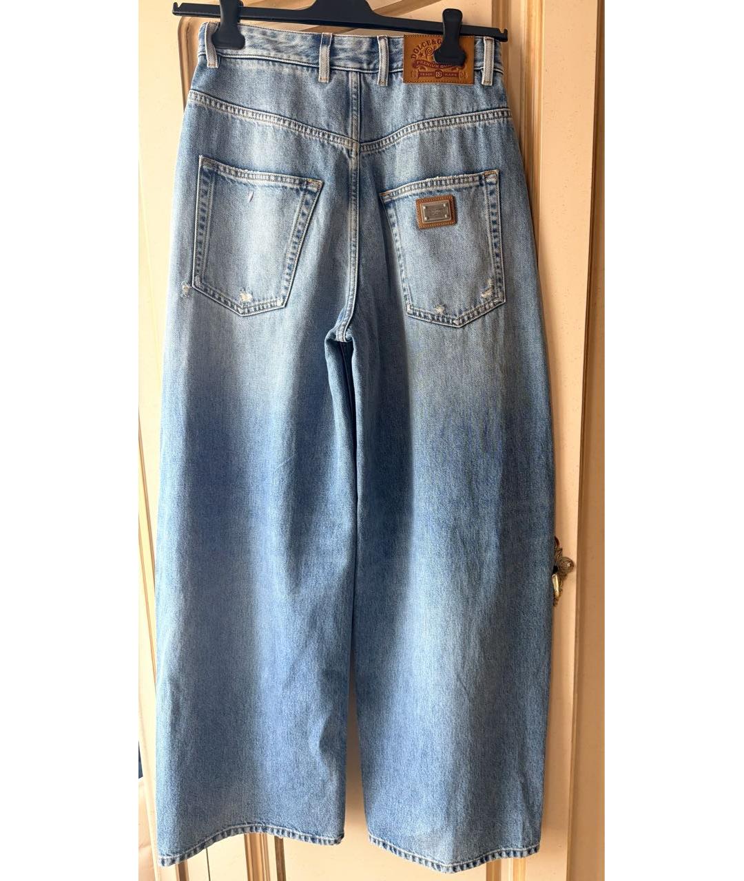 DOLCE&GABBANA Голубые хлопковые прямые джинсы, фото 2