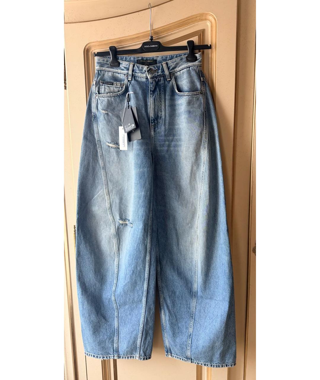DOLCE&GABBANA Голубые хлопковые прямые джинсы, фото 8