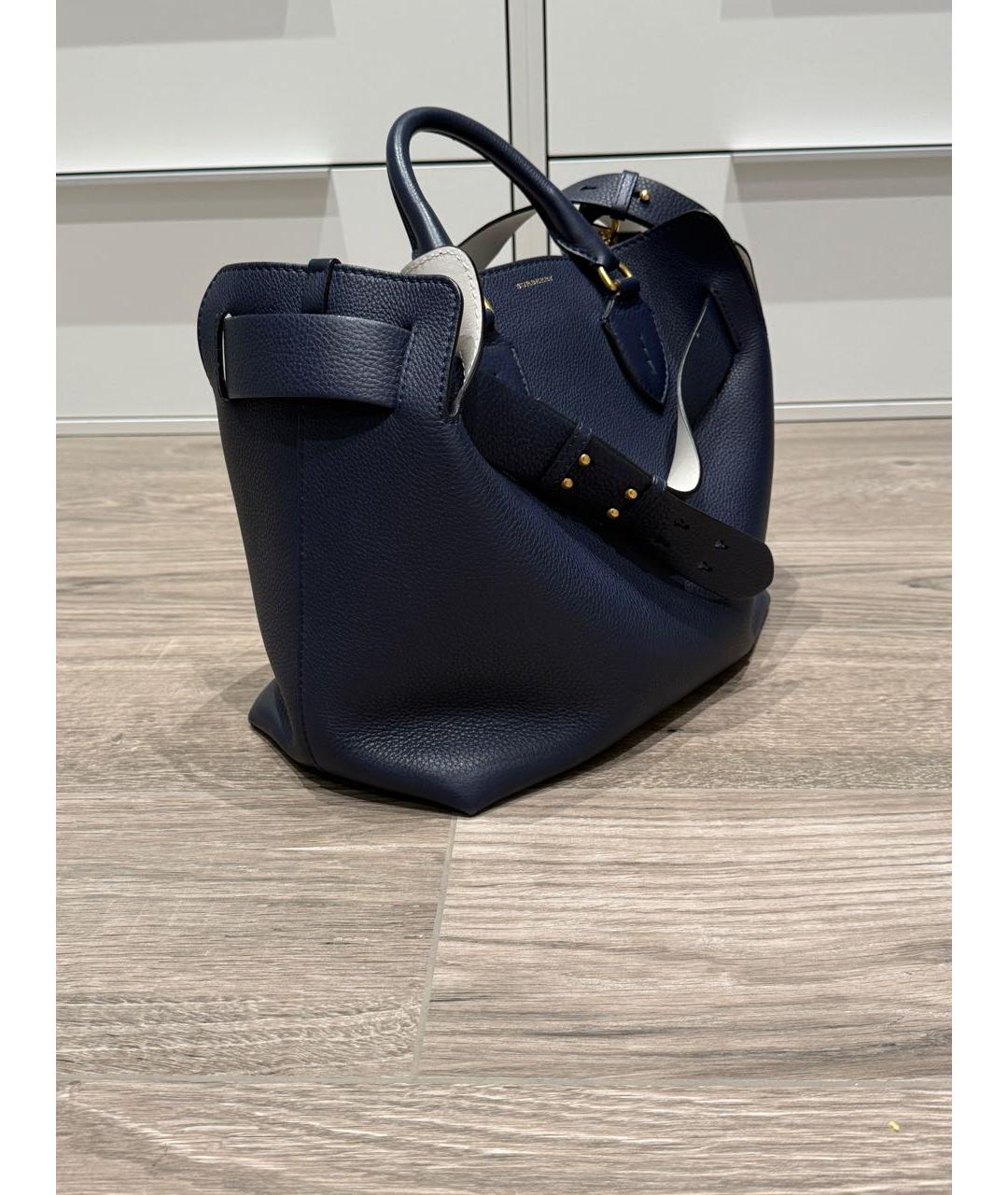 BURBERRY Синяя кожаная сумка тоут, фото 2