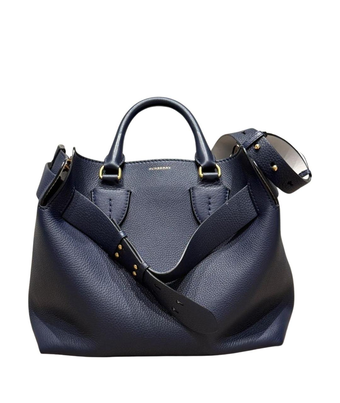 BURBERRY Синяя кожаная сумка тоут, фото 1