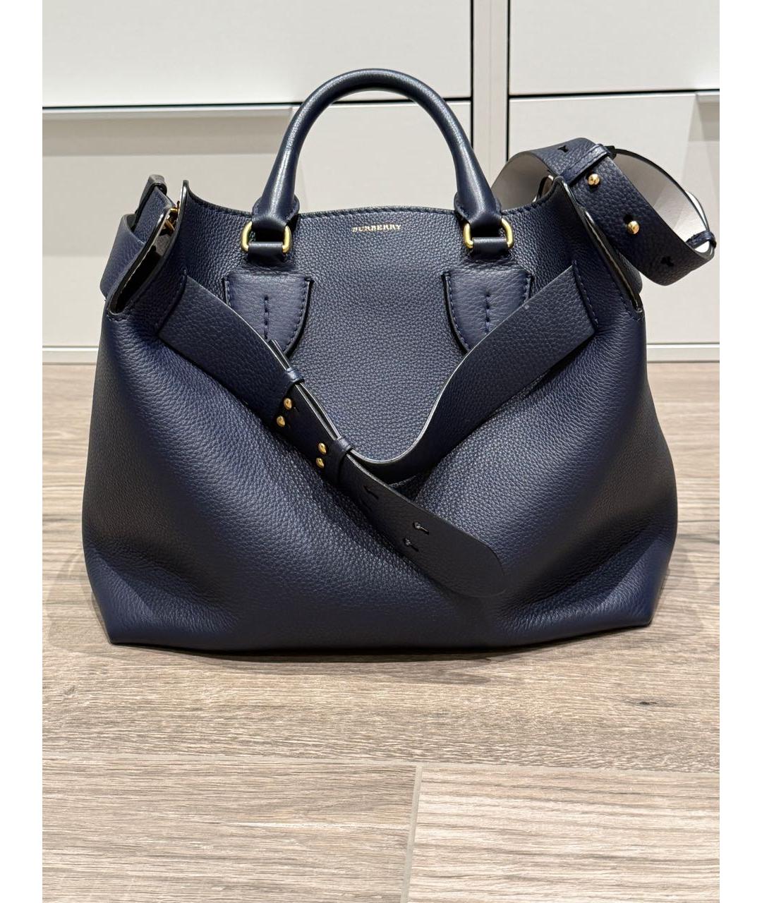 BURBERRY Синяя кожаная сумка тоут, фото 5