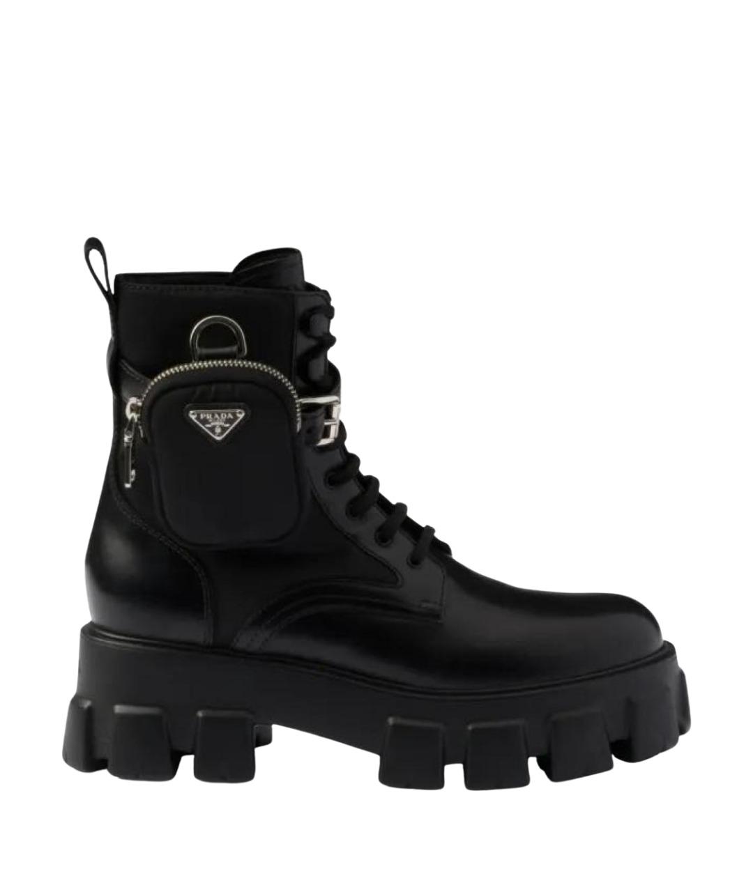 PRADA Черные кожаные высокие ботинки, фото 1