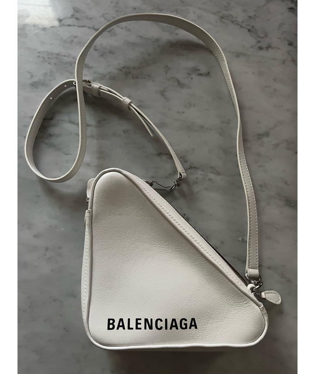 BALENCIAGA Белая кожаная сумка через плечо, фото 3