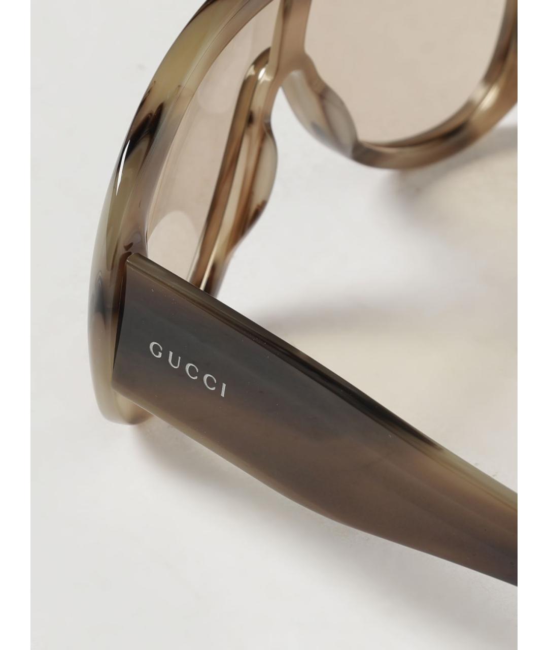 GUCCI Коричневые пластиковые солнцезащитные очки, фото 4