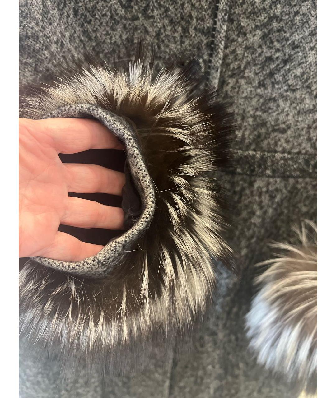 FENDI Серое шерстяное пальто, фото 4