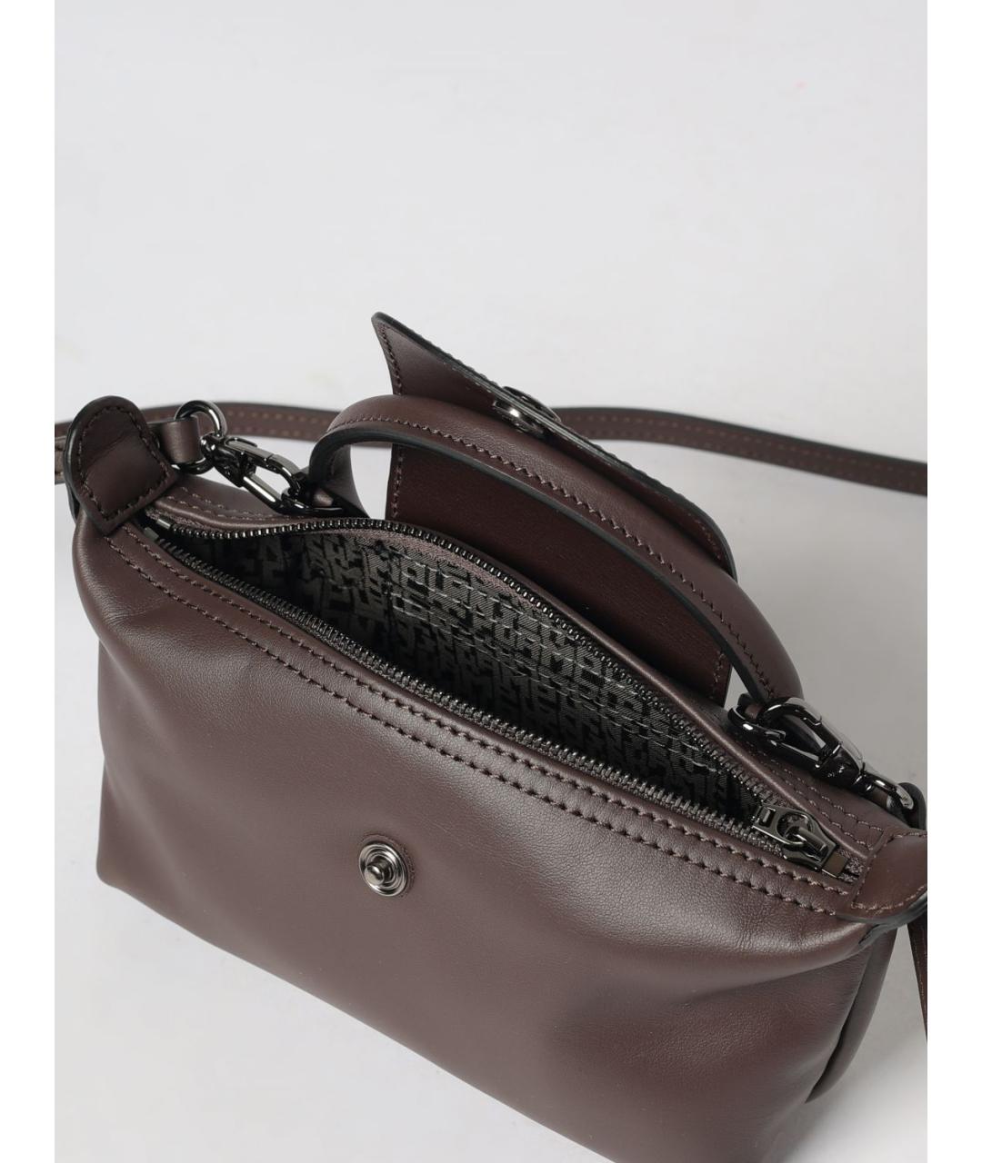 LONGCHAMP Коричневая кожаная сумка с короткими ручками, фото 3