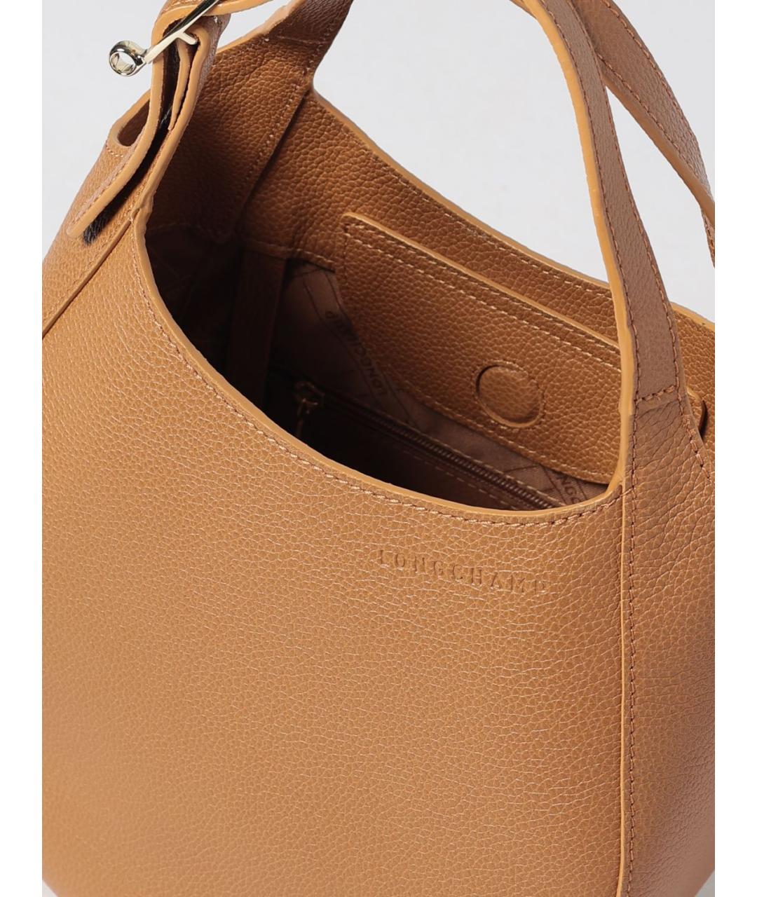 LONGCHAMP Бежевая кожаная сумка тоут, фото 3