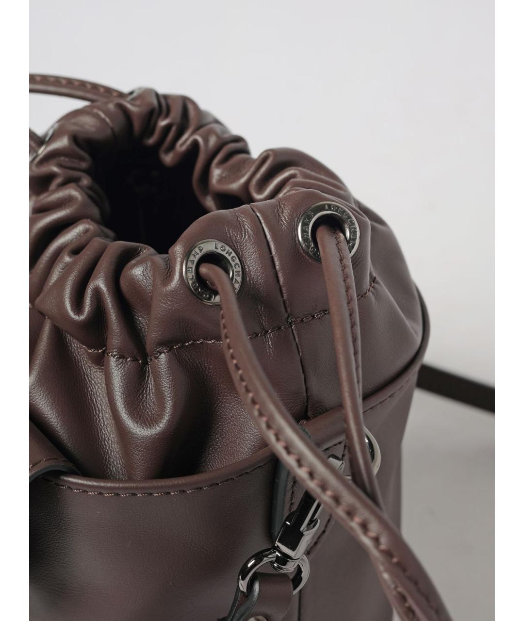 LONGCHAMP Коричневая кожаная сумка через плечо, фото 3