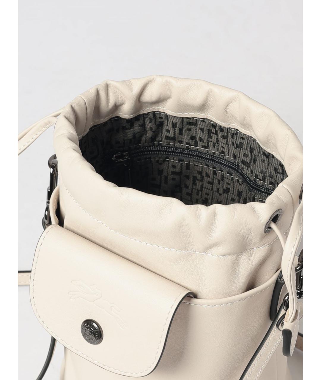 LONGCHAMP Бежевая кожаная сумка через плечо, фото 3