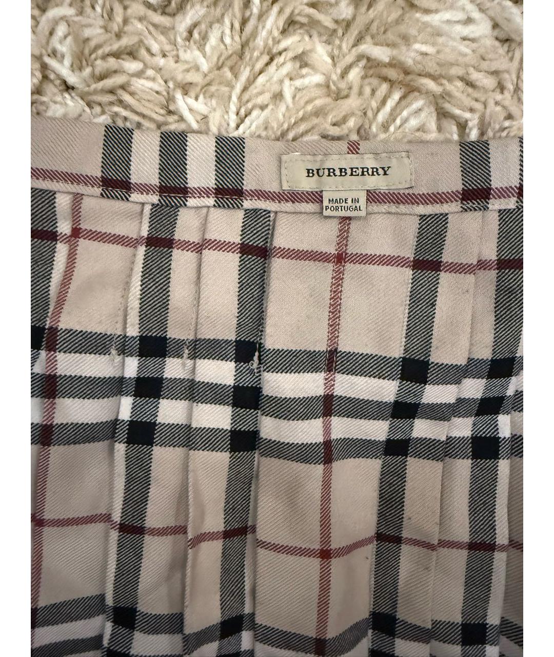 BURBERRY Бежевая шерстяная юбка мини, фото 4