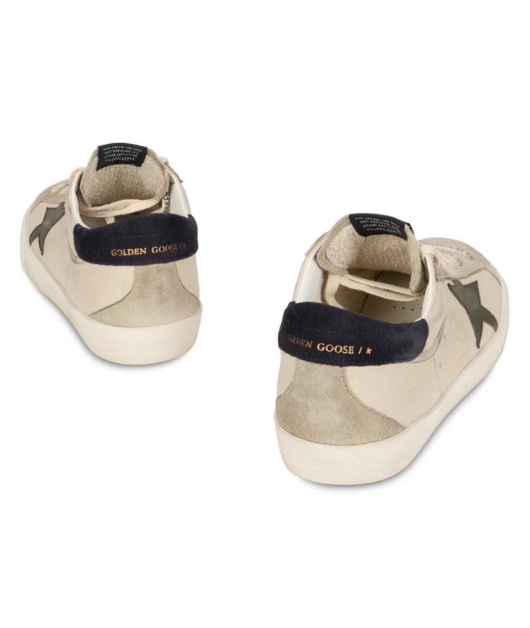 GOLDEN GOOSE Бежевые кожаные низкие кроссовки / кеды, фото 3