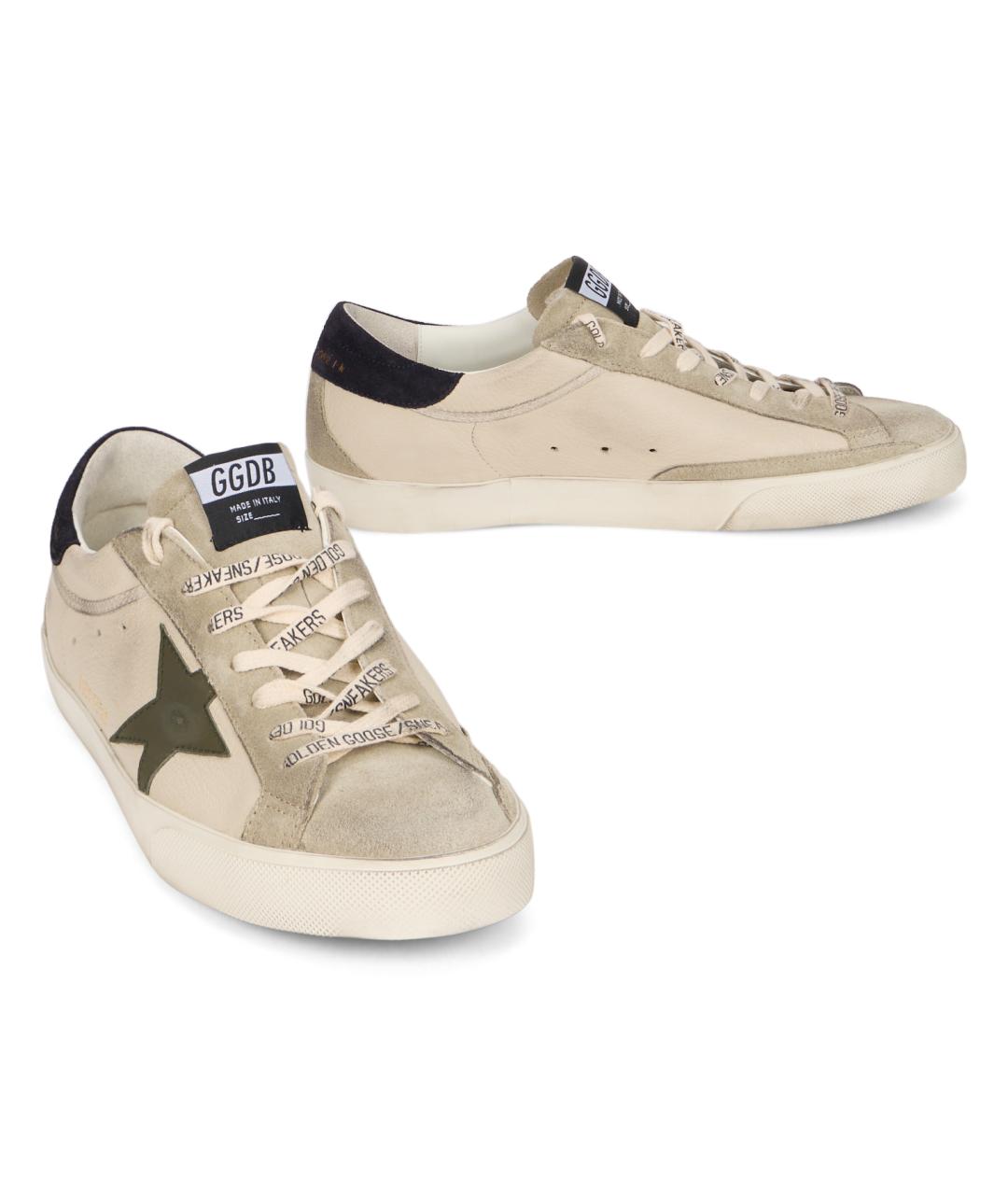 GOLDEN GOOSE Бежевые кожаные низкие кроссовки / кеды, фото 2