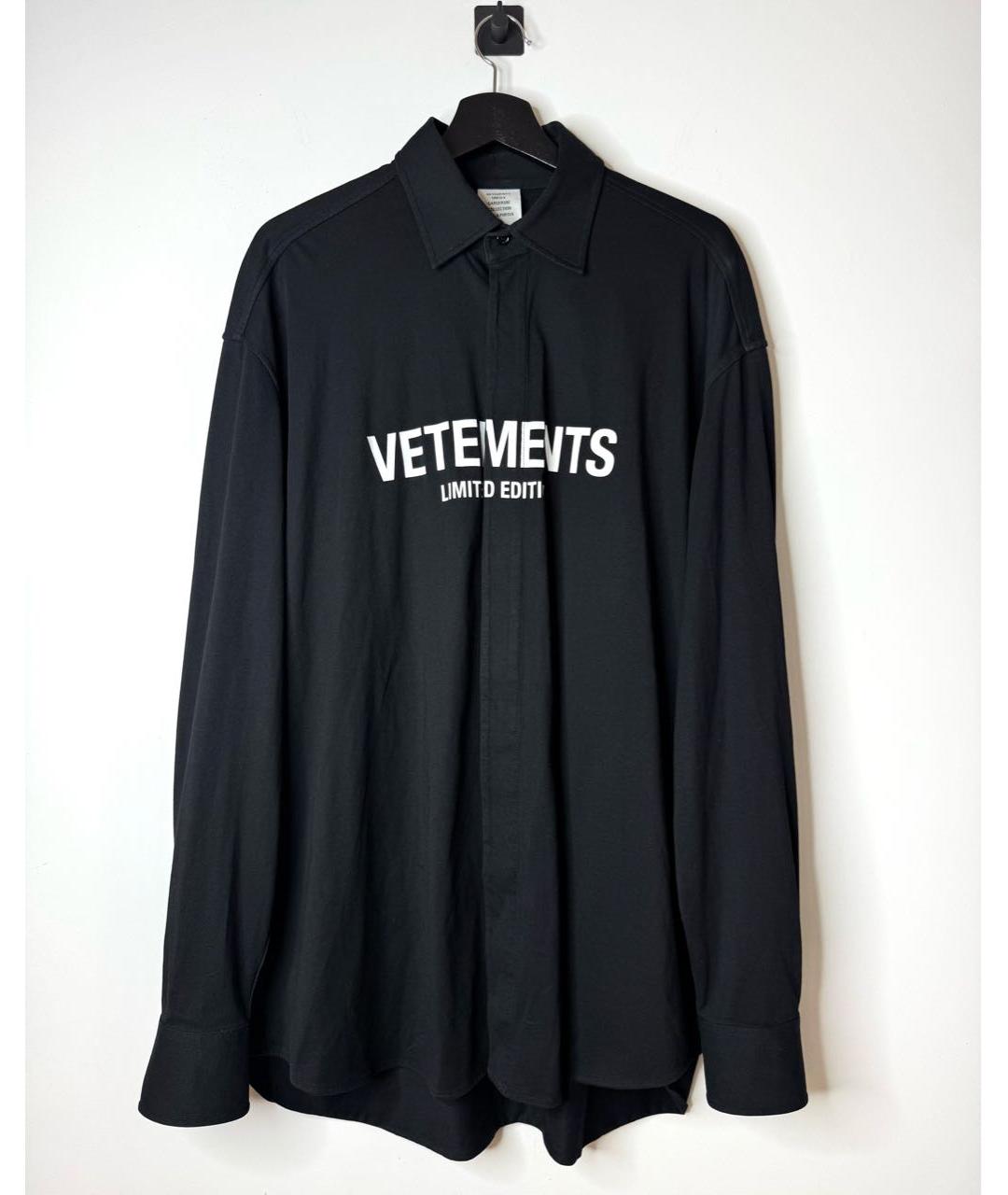 VETEMENTS Черная хлопковая кэжуал рубашка, фото 2
