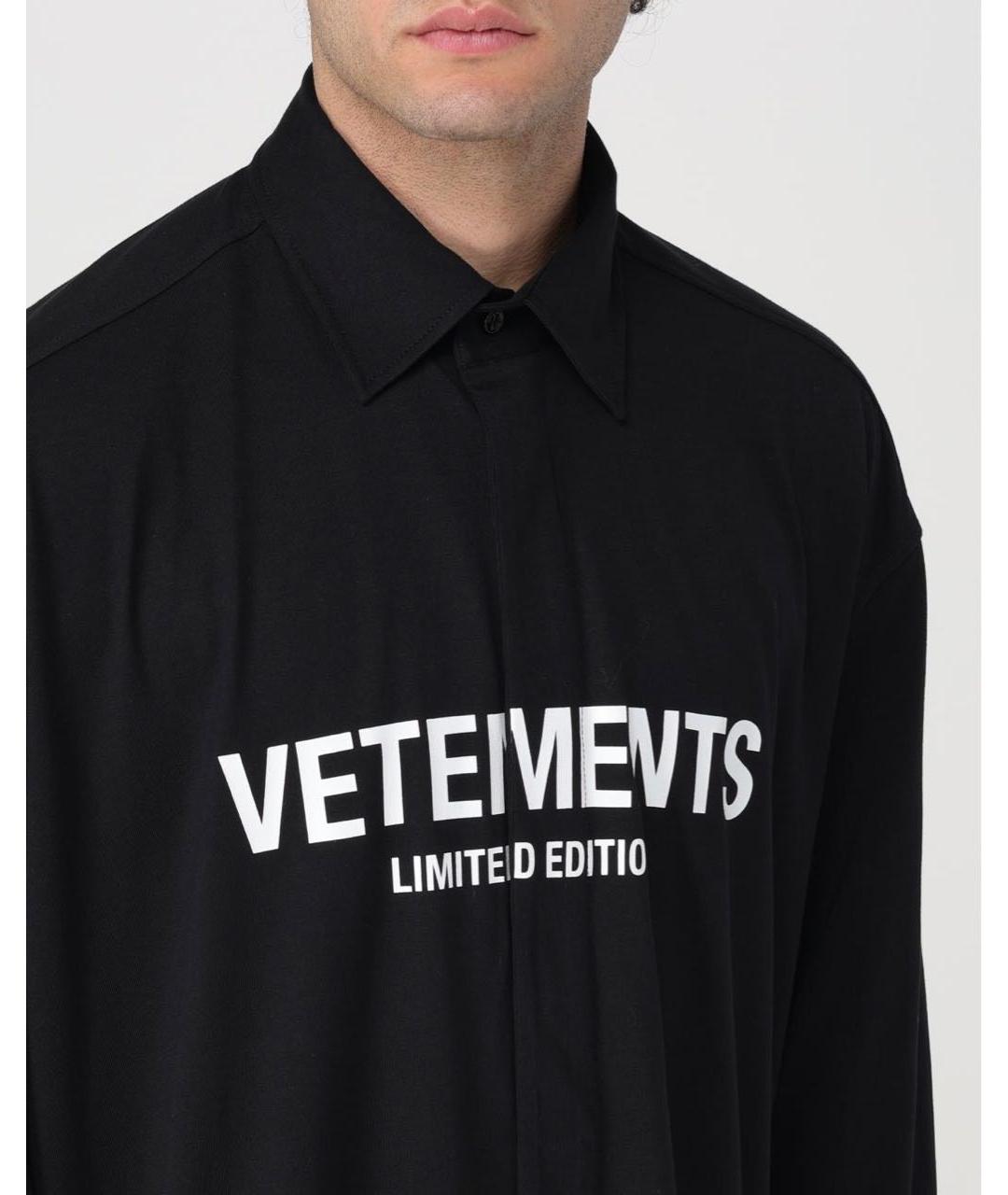 VETEMENTS Черная хлопковая кэжуал рубашка, фото 7