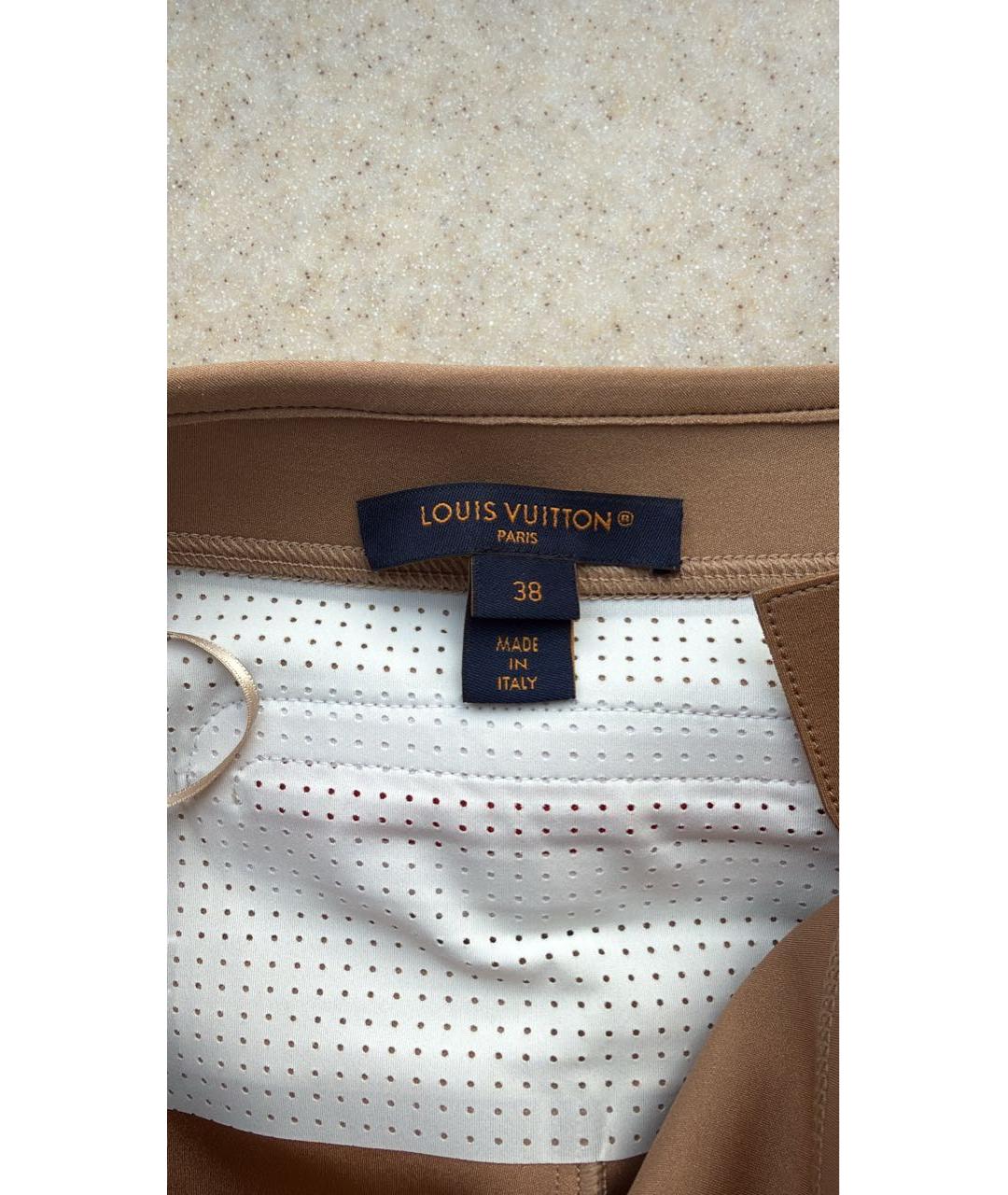 LOUIS VUITTON Горчичные полиэстеровые брюки узкие, фото 3