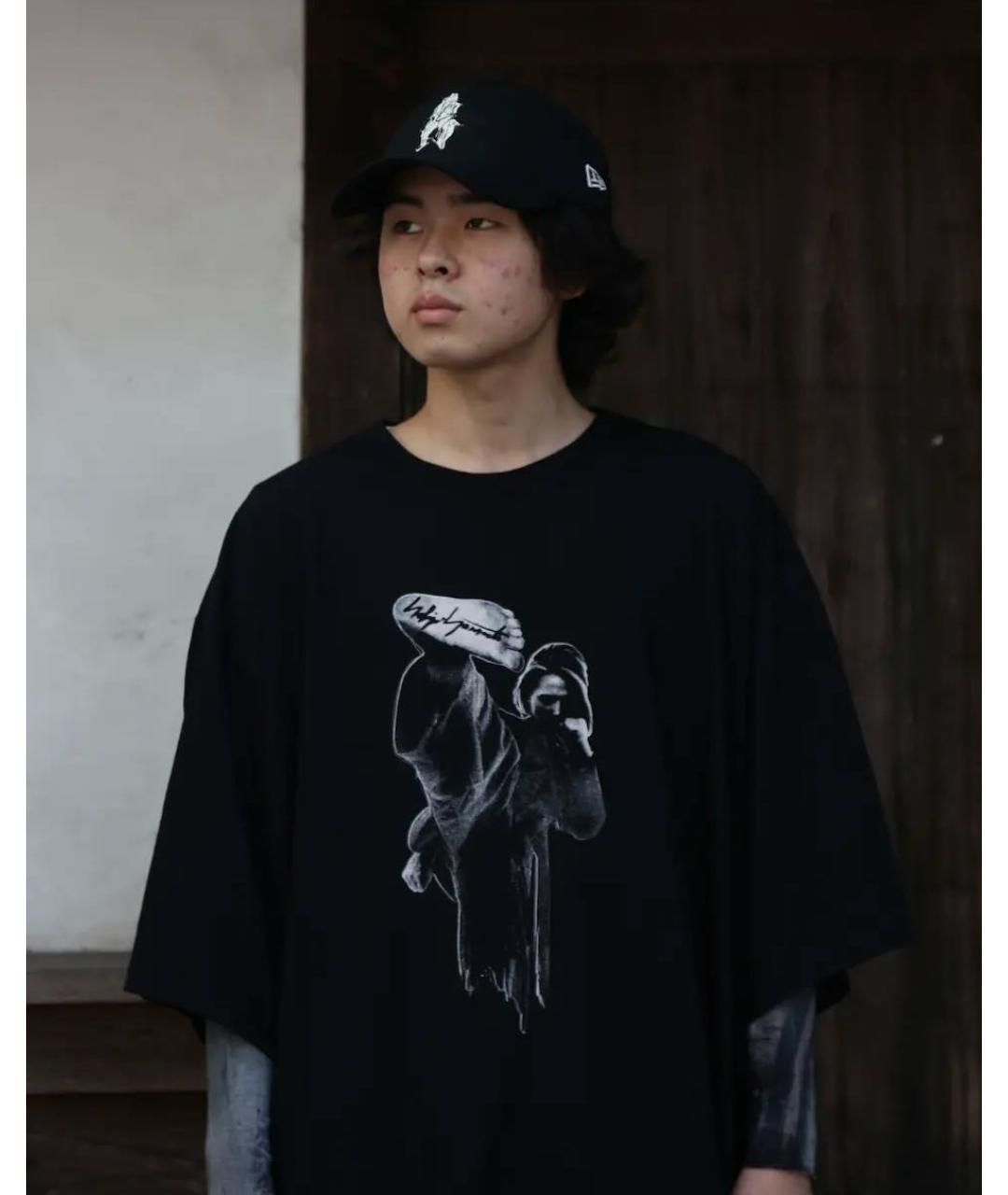 YOHJI YAMAMOTO Черная хлопковая футболка, фото 4
