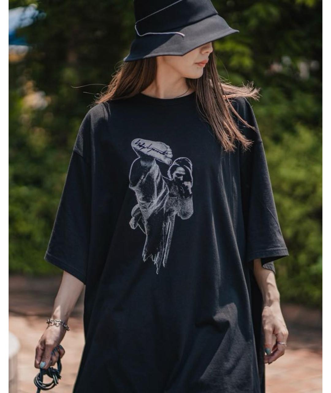 YOHJI YAMAMOTO Черная хлопковая футболка, фото 3