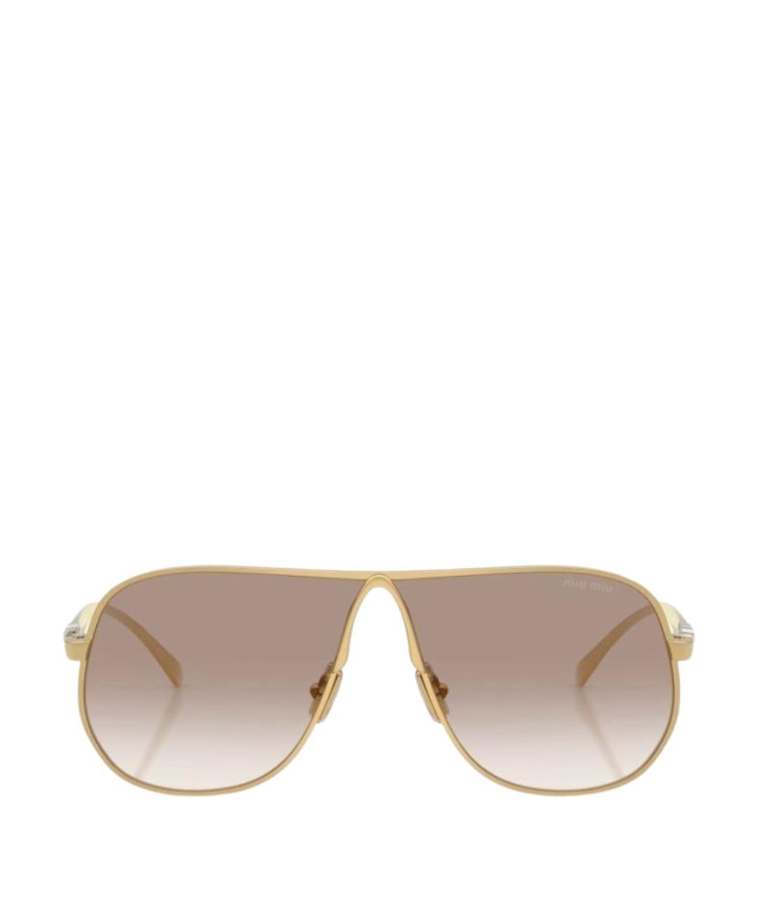 MIU MIU Золотые металлические солнцезащитные очки, фото 1