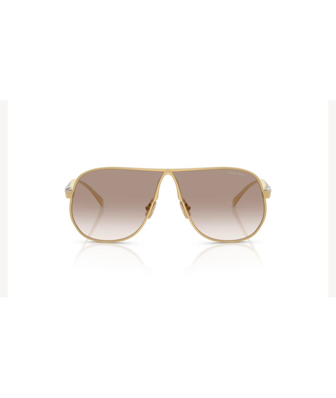 MIU MIU Золотые металлические солнцезащитные очки, фото 9