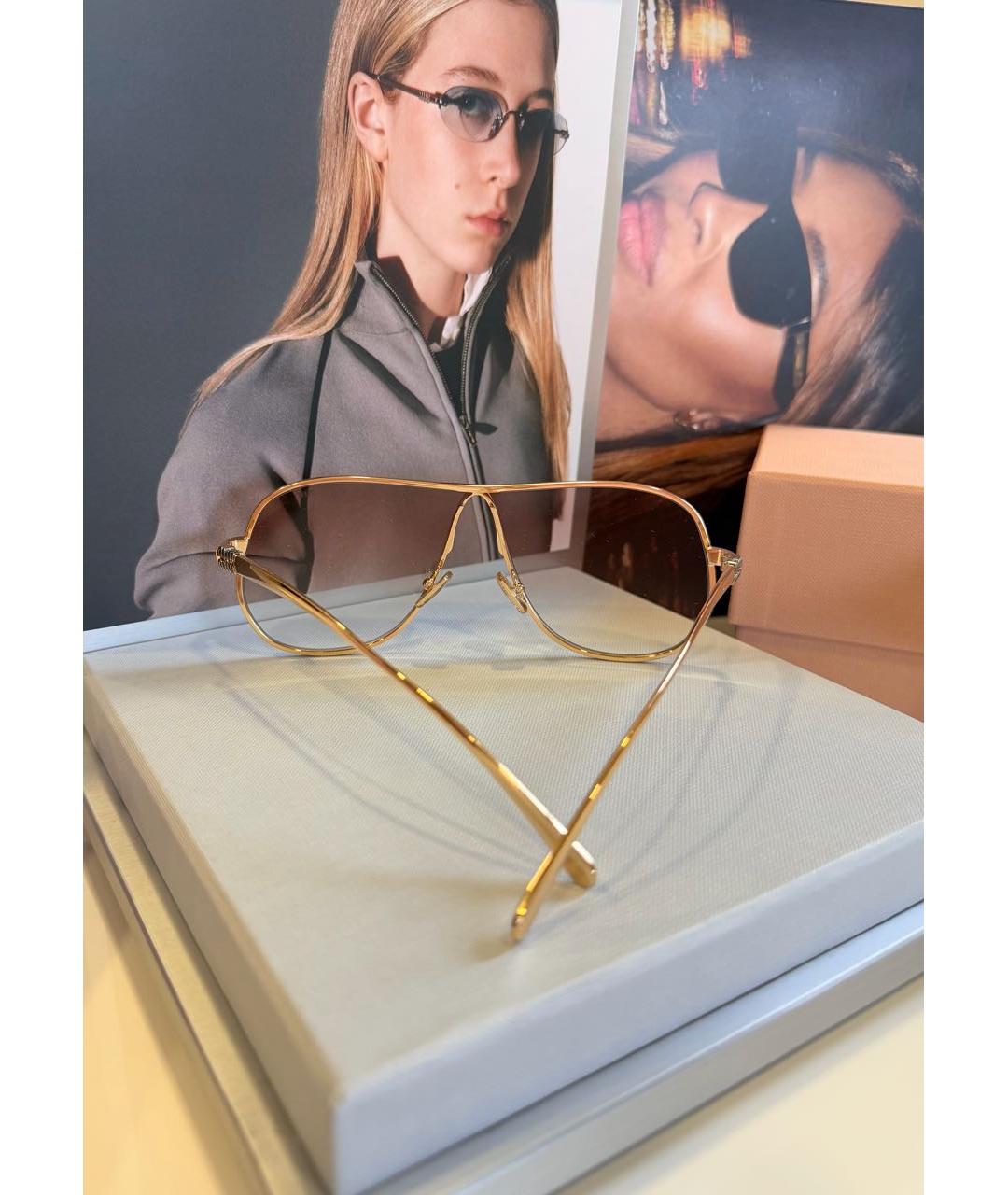 MIU MIU Золотые металлические солнцезащитные очки, фото 7