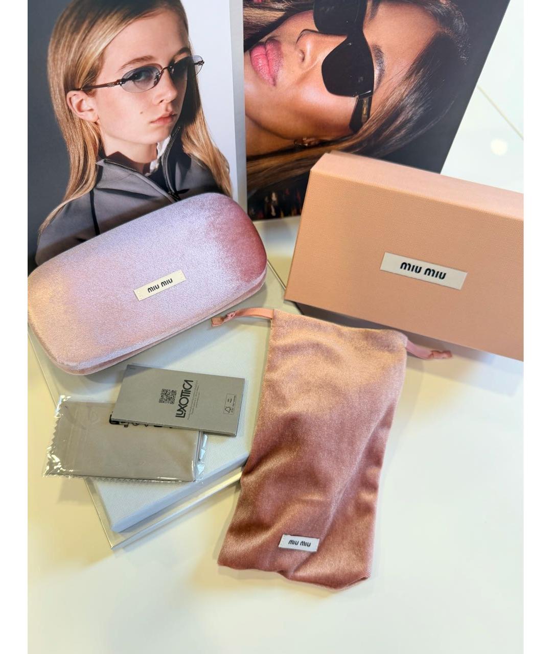 MIU MIU Золотые металлические солнцезащитные очки, фото 8