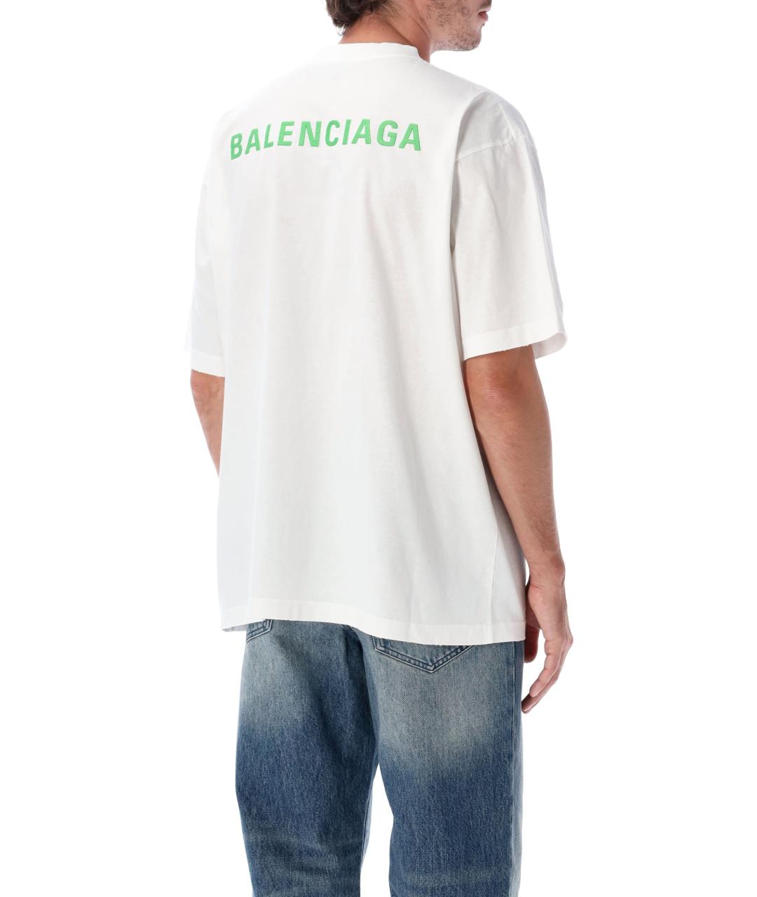 BALENCIAGA Белая хлопковая футболка, фото 3
