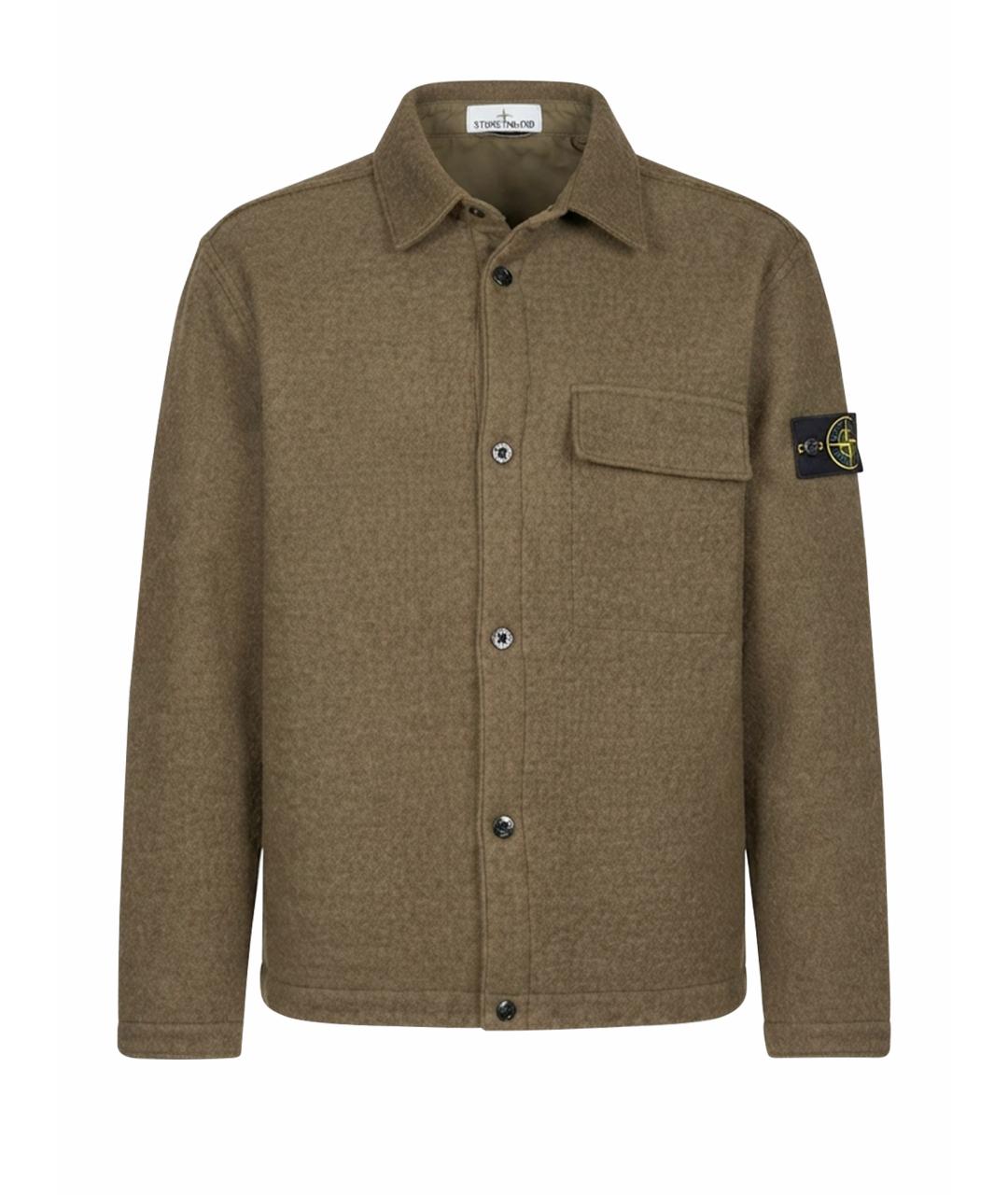 STONE ISLAND Хаки шерстяная кэжуал рубашка, фото 1
