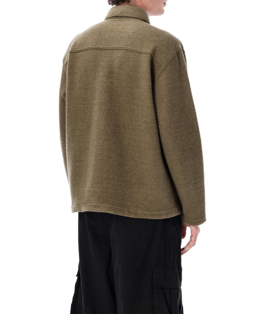 STONE ISLAND Хаки шерстяная кэжуал рубашка, фото 2